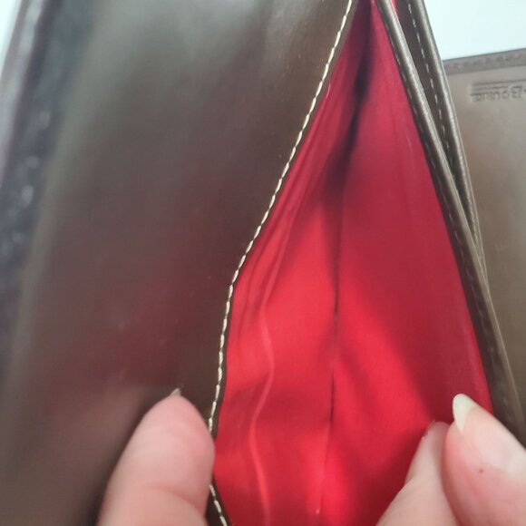 Dooney & Bourke Vintage Brown Signature Fabric Leather Classic‎ Tri-Fold Wallet - Picture 4 of 8